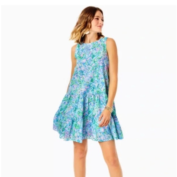 NWT Lilly Pulitzer Trina Dress Surf Blue Soleil It On Me Size Extra Small - Picture 2 of 9